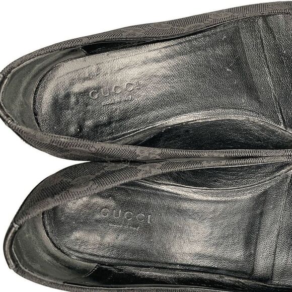 Gucci Guccissima Black Ballet Flat EU 37.5 US 7.5 Slip On Cap Toe Ballerina Shoe - Picture 9 of 11